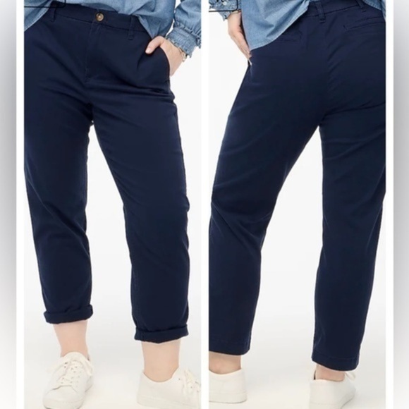 J. Crew Pants - J Crew High Rise Girlfriend Chino Pants Navy Blue size 10 NWT